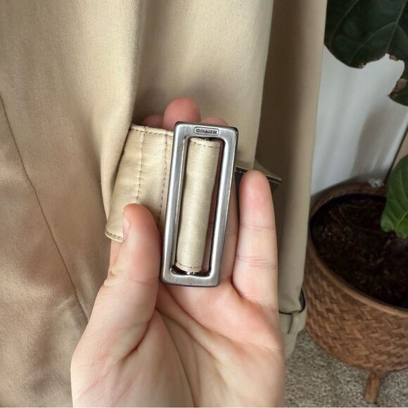 Coach 1941 Vintage Tan Single Breasted Belted Long Cotton + Leather Trench Coat - Picture 13 of 16